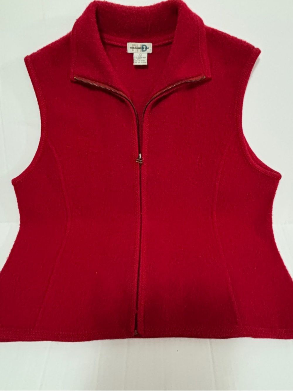 100% Boiled Wool Paul Harris Design Ladies Full Zip Sleeveless Vest Red size L